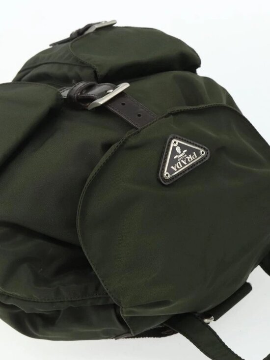 PRADA Backpack Nylon Khaki Silver Auth bs34477 main image 6